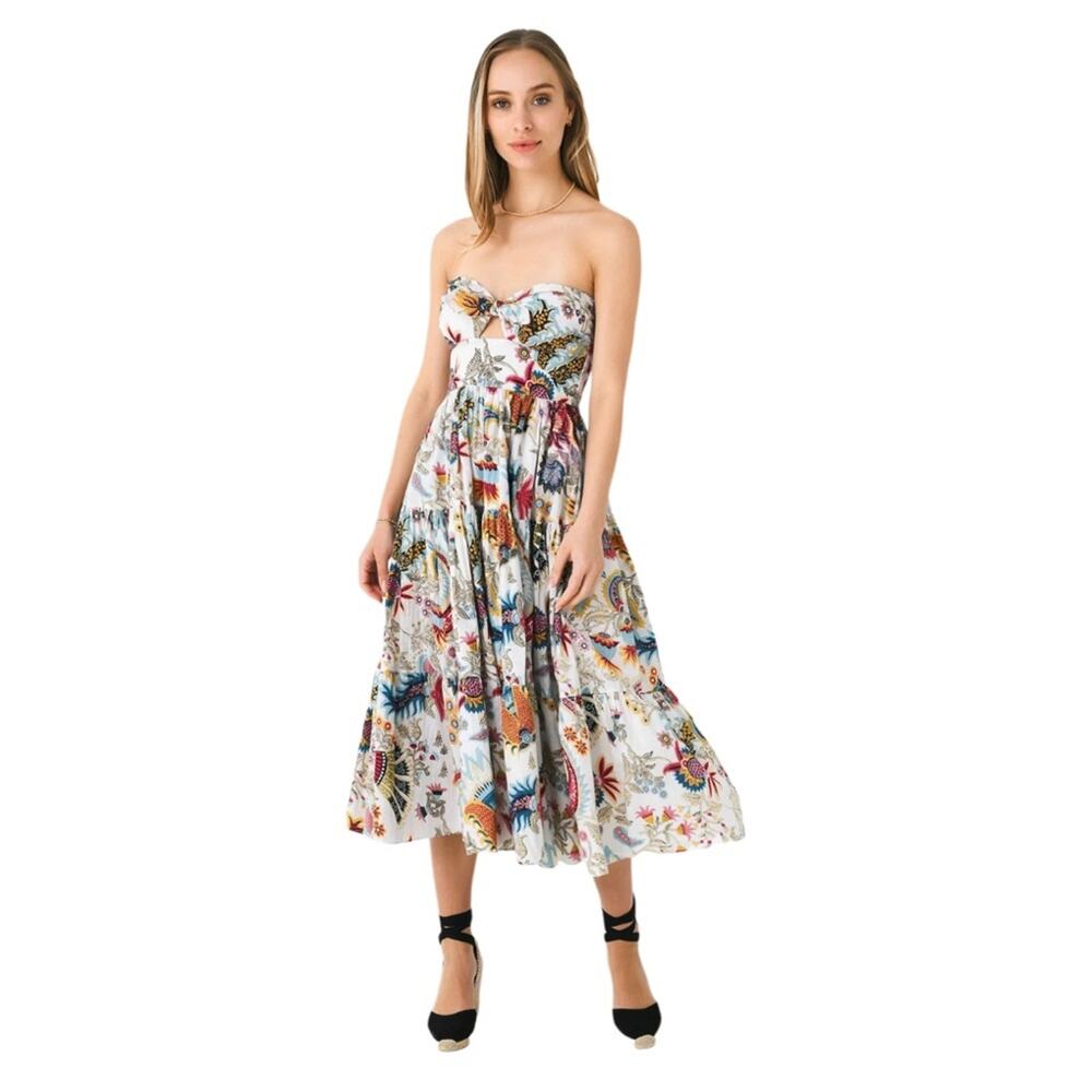 Charina Sarte Talaia Ribbon Midi Dress Size XS NWOT